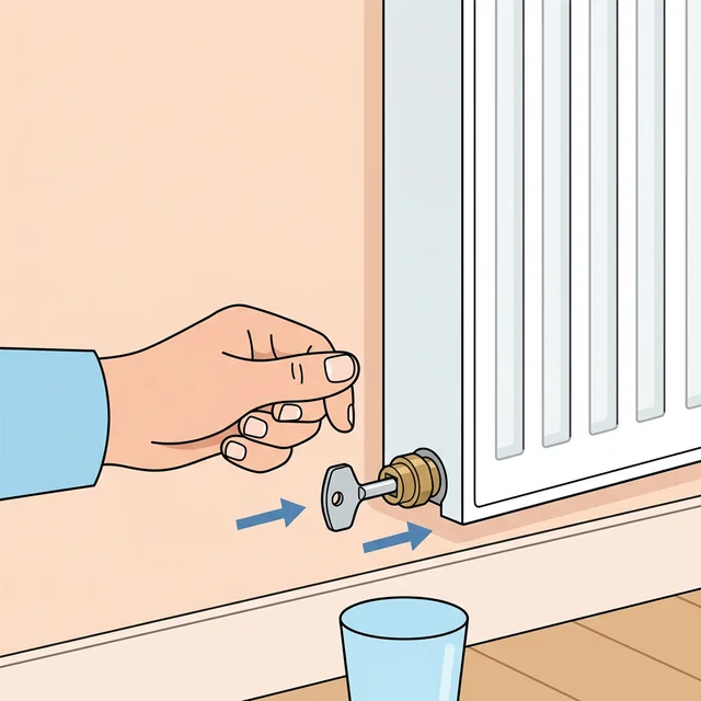 Innsetting av radiatornøkkel i ventilen