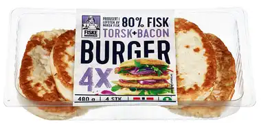 Fiskeburger 80% Torsk&Bacon Fiskemannen 480 g