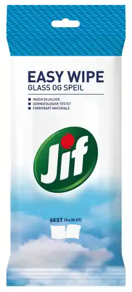 Jif Easy Wipe Glass Og Speil 60 stk