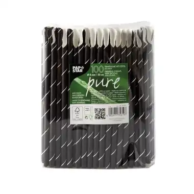 Sugerør Papp 8Mmx20Cm Striper 100 stk