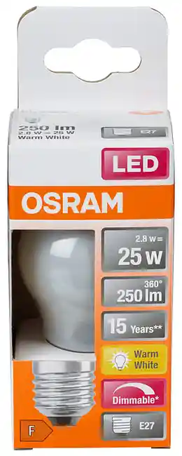 Lyspære LED Cl P 25 Matt E27 Dim Osram